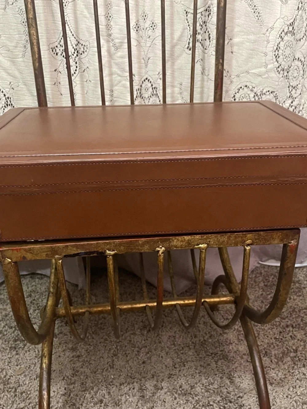 Vintage light brown faux leather briefcase